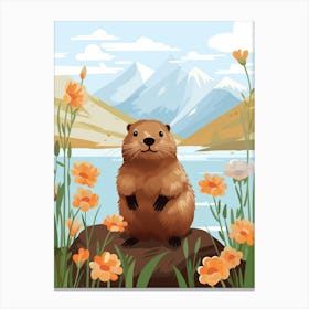 Baby Animal Illustration  Beaver 1 Canvas Print