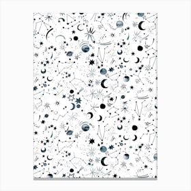 Horoscope Constellations Planets Moons White Canvas Print