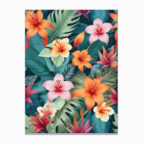 Seamless Tropical Floral Pattern Canvas Print