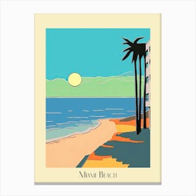 Poster Of Minimal Design Style Of Miami Beach, Usa 3 Canvas Print