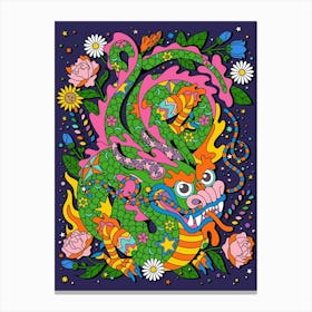 Bohemian Lunar Chinese New Year Dragon Zodiac Print Canvas Print