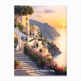 Villa Treville Positano Italy Sunset Canvas Print