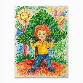 Boy In The Tree Canvas Print