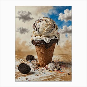 Oreo Ice Cream Cone Canvas Print