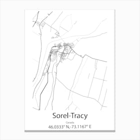 Sorel Tracy,Canada Minimalist Map Canvas Print