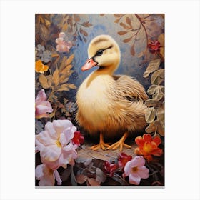 Floral Ornamental Duckling 3 Canvas Print