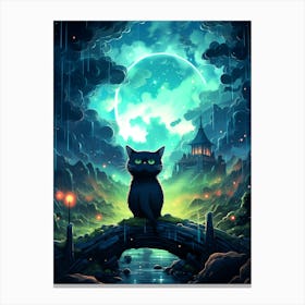 Cat In The Moonlight 1 Canvas Print