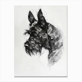 Furry Short Haired Dog Line Sketch 1 Canvas Print