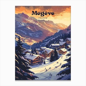 Megeve France Winter Resort Travel Art Canvas Print