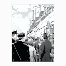 Titanic Family Boarding Ship Illustration 3 Canvas Print