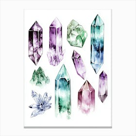 Watercolor Crystals Canvas Print
