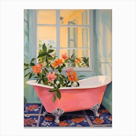 A Bathtube Full Of Camellia In A Bathroom 4 Canvas Print
