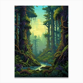 Hoh Rainforest Pixel Art 4 Canvas Print