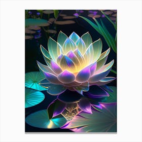 Lotus Flower In Garden Holographic 3 Canvas Print