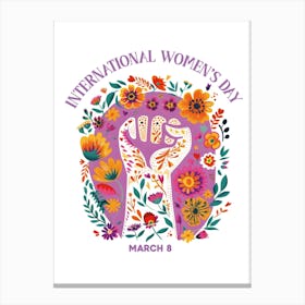 International Women's Day Floral Fist Inspire Inclusion Canvas Print