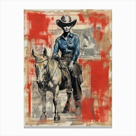 Expressionism Cowgirl Red And Blue 8 Canvas Print
