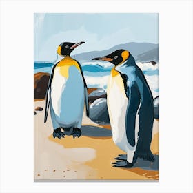 King Penguin Boulders Beach Simons Town Colour Block Painting 3 Canvas Print