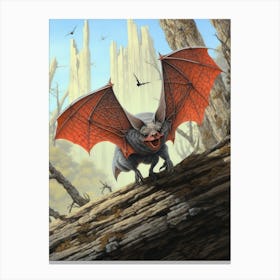 Disk Winged Bat Vintage Illustration 1 Canvas Print