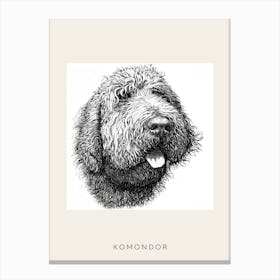Komondor Dog Line Sketch 2 Poster Canvas Print