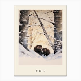 Winter Watercolour Mink 1 Poster Canvas Print