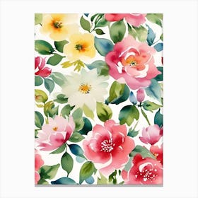 Watercolor Floral Pattern Canvas Print