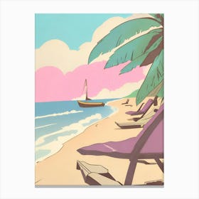 Beach Chairs On The Beach Canvas Print