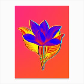 Neon White Southern Magnolia Botanical in Hot Pink and Electric Blue n.0571 Canvas Print