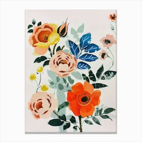 Painted Florals Rose 1 Canvas Print