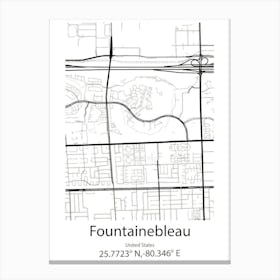 Fountainebleau,United States Minimalist Map Toile