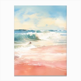 Surfing In A Wave On Pink Sands Beach, Harbour Island 1 Canvas Print