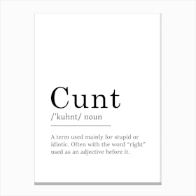 Cunt Definition Poster - Dictionary Canvas Print