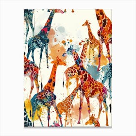 Giraffe Watercolour Colourful Pattern 1 Canvas Print
