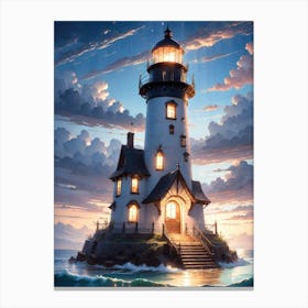 A Lighthouse In The Middle Of The Ocean 34 Canvas Print