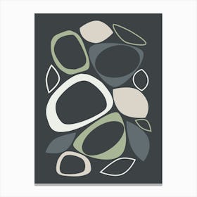 Mid Century Modern Abstract 8 Chacoal, Sage Green, Beige, Grey Canvas Print