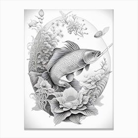 Kujaku Koi Fish Haeckel Style Illustastration Canvas Print
