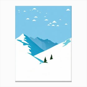 La Plagne, France Minimal Skiing Poster Canvas Print
