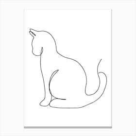 Line Drawing Of A Cat Monoline Simple Line Art Drawing Canvas Print