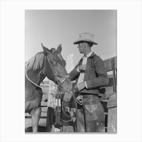 Cattleman With His Horse At Auction, San Angelo, Texas By Russell Lee Canvas Print