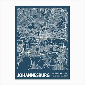 Johannesburg Blueprint City Map 1 Canvas Print