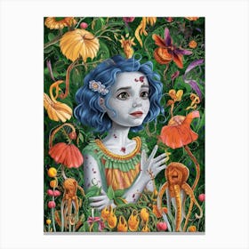 Girl In The Garden Canvas Print