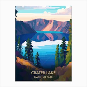 Crater Lake National Park Travel Poster Illustration Style 2 Canvas Print