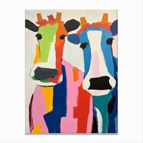 Colourful Kids Animal Art Cow 3 Canvas Print