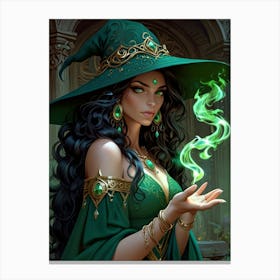 Witch In A Green Hat 1 Canvas Print