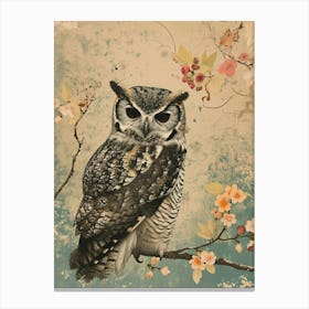 Collared Scops Owl Japanese Painting 3 Canvas Print