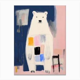 Playful Illustration Of Polar Bear For Kids Room 4 Canvas Print