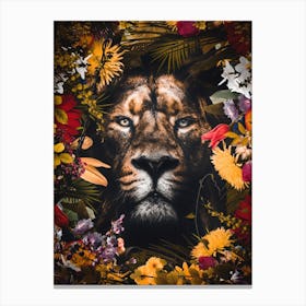 The Lion King In Flowers Canvas Print