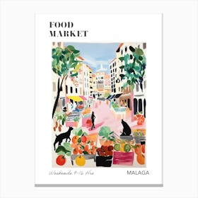 The Food Market In Malaga 3 Illustration Poster Canvas Print