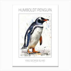 Humboldt Penguin King George Island Watercolour Painting 1 Poster Canvas Print