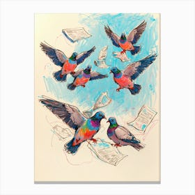 Pigeons Flying Canvas Print