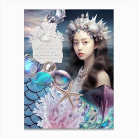 Princess Mermaid Modern Collage Canvas Print